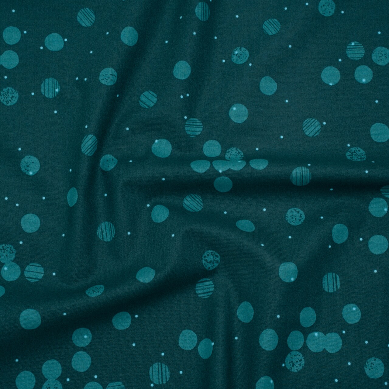 1 Yard Teal Snow Textured Circles and Spots Printed Quilting Cotton Fabric